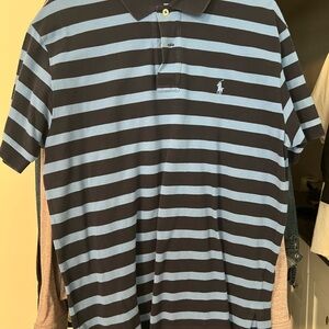 Ralph Lauren Navy and Light Blue Striped Polo